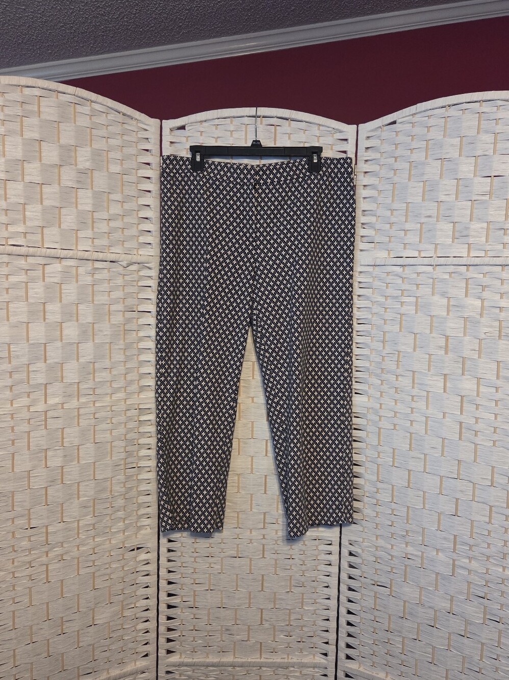 J Jill Patterned Stretch Front Zip Pants in Black and White Size 14